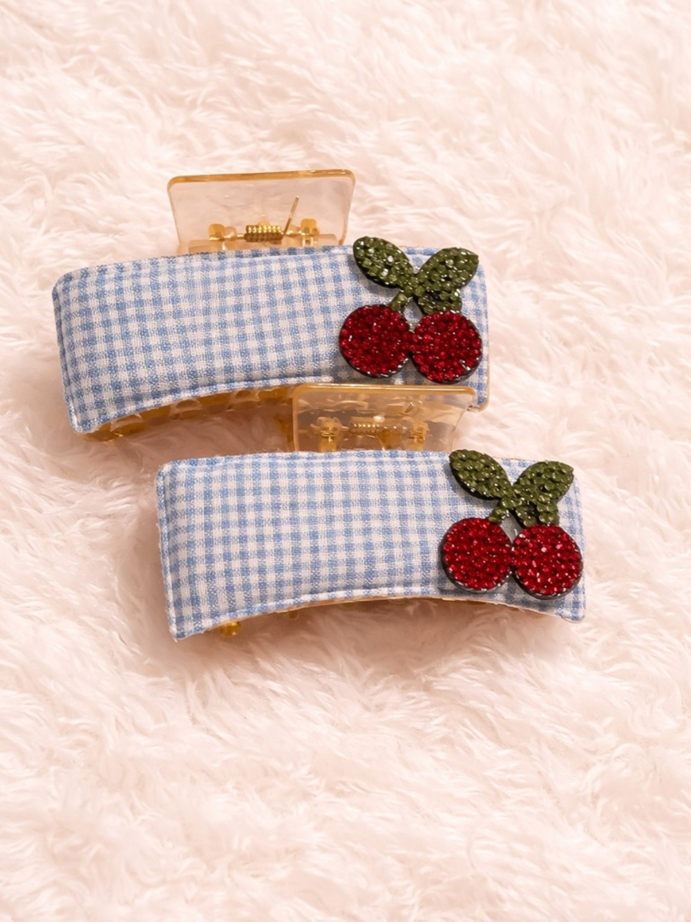 ⭐5for$30Bundle Deal/Mix & Match Items 
Handmade— Blue Cherry Hair Claw Clips